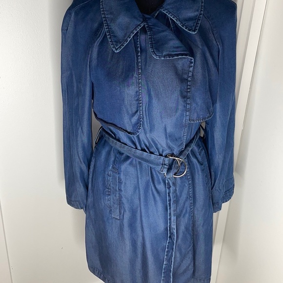 Zara Denim Couture Trench Jacket Size S - Picture 2 of 9